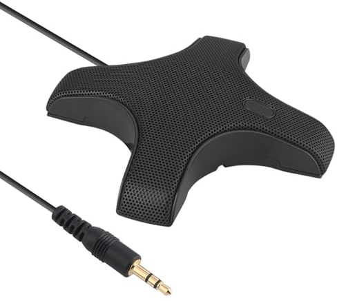 ANKROYU Conference Microphone 360° Omnidirectional Condenser PC Mic with Superior Sound Quality Plug Play 3.5mm for Video Conference Recording Online Class Gaming VoIP Calls