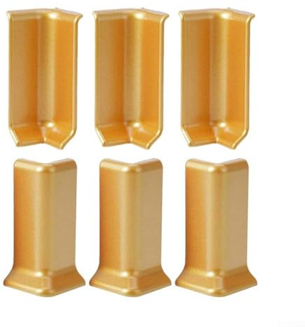 Vidonergy Baseboard Corner 6-Pack for 8cm Wall Base Trim, 3 Inside + 3 Outside Corners Connector, ABS Decorative Skirting Joint, White(M Gold)