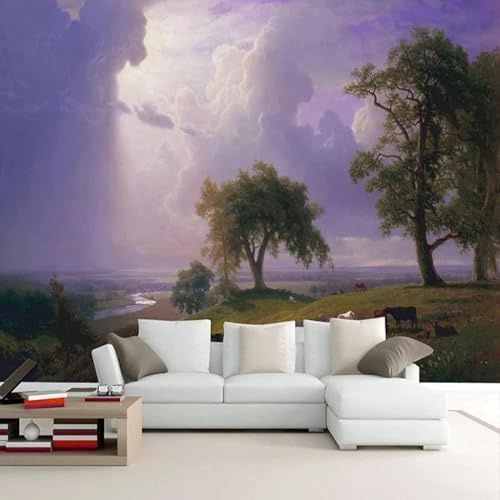 XLMING Structure En Relief Violet Ciel Étoilé Arbres Rivière 3D Papier Peint Luxe Décoration Manger Adulte Intérieure Salon Canapé Chambre Fond TV Mur-150cm×105cm