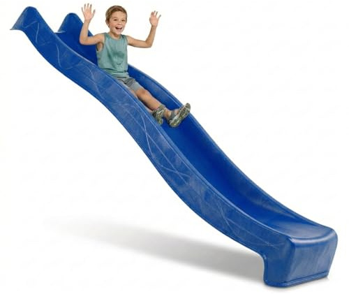 DEMMELHUBER - Kinder Rutsche Outdoor Garten Spielgeräte, Stabile Wasserrutsche für Kinder, Alternative zu Indoor Spielgeräten, Kinderrutsche 2,90 m, Wellenrutsche für Podestöhe 1,50m (Azurblau)