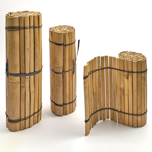 Flexible filigrane helle Beetumrandung aus Bambusleisten, Rasenkante, Einfassung für Beete und Mörtelkübel, L: 200 cm (H: 30 cm x B: 200 cm, 1)_fba