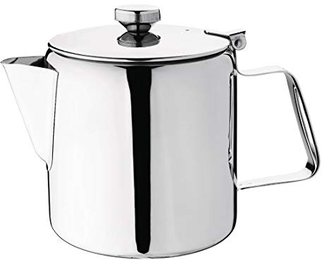 Olympia Concorde - Théière en inox 1,4 L, argenté, finition miroir haut poli, poignée résistante à la chaleur, grand bec verseur, couvercle à charnière, compatible lave-vaisselle, K680