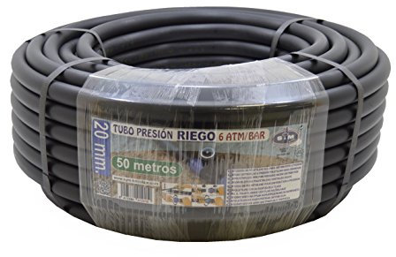 S&M 012419 – Tubería de polietileno para riego Ø 20 mm (6 atmósferas) x 50 metros longitud | Color negro, apto para riego en jardines, huertos y actividades agrícolas