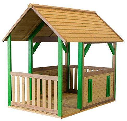 AXI Spielhaus Forest aus FSC Holz | Outdoor Kinderspielhaus für den Garten in Braun & Grün | Gartenhaus für Kinder mit Veranda..