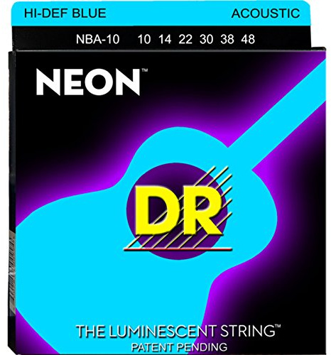 Dr Strings nba10 10–48 Lite Set Handmade Neon High Definition blau beschichtet Akustik Saiten