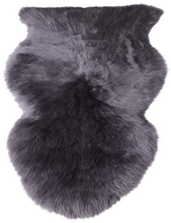 Naturasan Premium Schaffell Lammfell Langhaar Naturfell Teppich, Dekofell, Lounge Style, Sitzauflage, Läufer, Vorleger (Grau, 110-120cm)