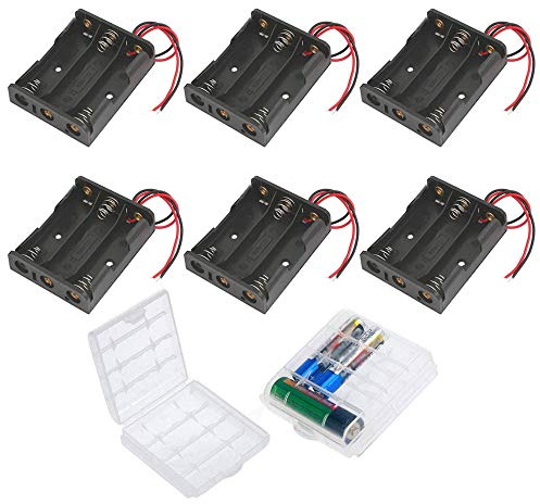 GTIWUNG 6 st AA batterihållare, AA svart batteri förvaringsboxhållare, AA batterihållare låda, 3 x 1,5 V