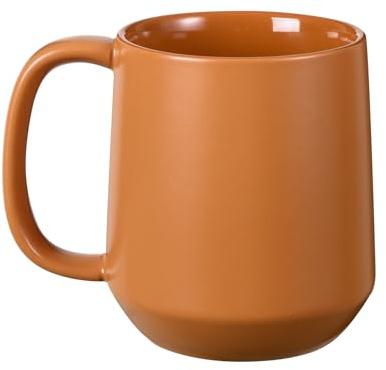 Miicol Ceramic Coffee Mug, 16 oz Large Coffee Cup, Tea Mug with Handle, Flat Bottom Mug for Men, Women, Office, Microwave and Dishwasher Safe, Multi-Color, Burnt Orange