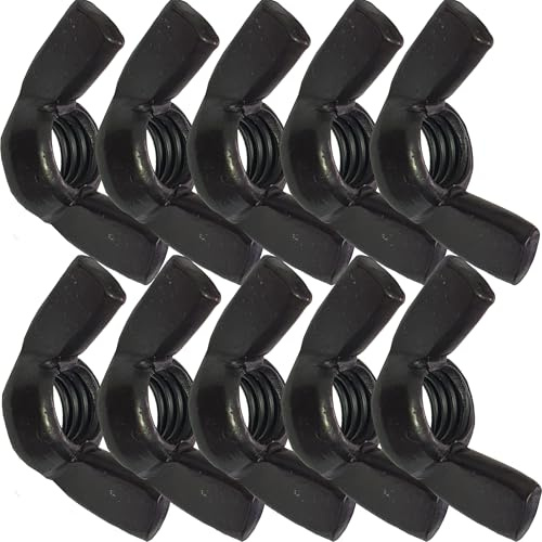 M6 Black Wing Nuts, Pack of 10 – A2 304 Stainless Steel DIN 315 Blackened Hand Tighten Butterfly Nut for Automotive, Engineering, Garden & DIY Fastening