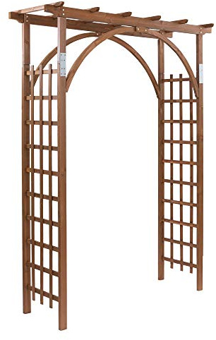 VINGLI 85in Wooden Arbor Garden Arch, Wedding Arch for Ceremony, Wood Trellis for Plant Climbing, Christmas Decor Pergola for Garden Backyard, Lawn (Brown)