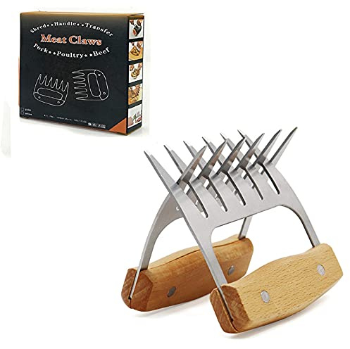2 Stücke Fleischklaue, Fleischzerkleinerer zum Grillen, BBQ Gabeln Bärenkrallen, für in Grillen Verschiedener Fleischsorten wie Hühnchen, Steak, Schweinefleisch usw(Holzfarbe)