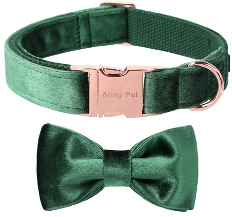 ARING PET Fliege Hundehalsband-Samt-Hundehalsbänder mit Abnehmbarer Fliege, verstellbares weiches Samt-Schleifenhalsband Geschenk für Mädchen und Jungen, bequemes Hundehalsband