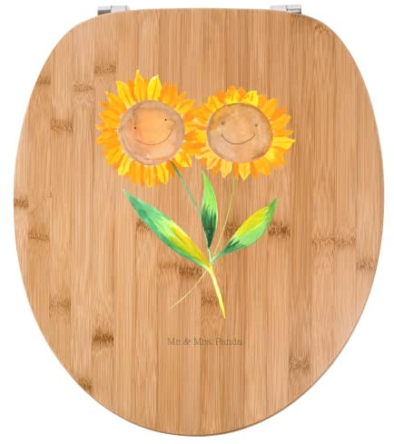 Mr. & Mrs. Panda Motiv WC Sitz Blume Sonnenblume - Geschenk, Frühlings Deko, Blumen Deko, Lieblingsmensch, WC-Sitz, Klobrille, Freundin, Blumen,