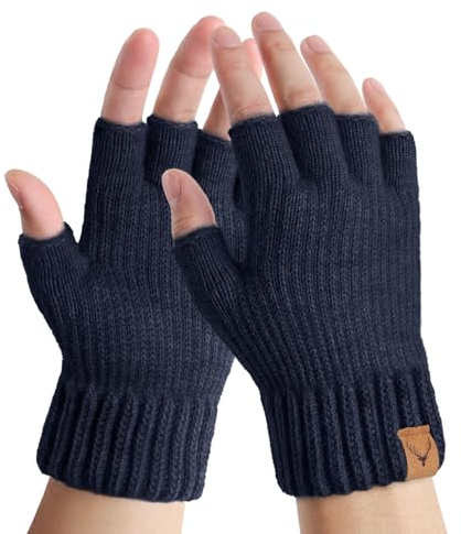YouGa Fingerlose Thermo-Winterhandschuhe aus Strick für Herren – Unisex für Outdoor, Arbeiten, Autofahren, Laufen, Radfahren