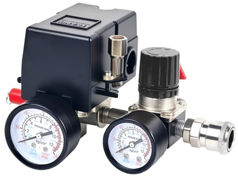 FBANG Air Compressor Pressure Switch with Pressure Regulator, 90-120 PSI Air Compressor Switch equips Pressure Gauge