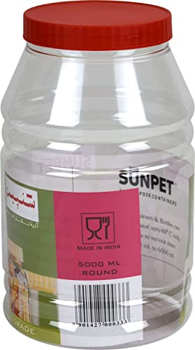 Sterling Ventures P.E.T. Jars, Food safe, Clear Food Storage Containers. (5000ml)