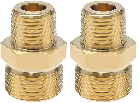 YINETTECH 2 st mässing högtryckstvätt koppling 3/8 tum NPT hane till M22 14 mm hanadapter montering 4 500 PSI extern gänga tryckbricka slanganslutning omvandlare