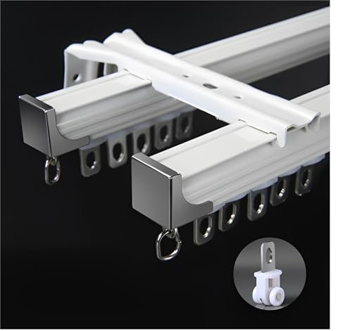 Aluminiumlegierung Verdickte Vorhangschiene, Decken- Oder Wandmontage, HochleistungsGardinenschiene-orhangstange, Für Vorhänge, Erkerfenster, Raumteiler (Color : White D, Size : 3m/10FT/2 * 150cm)