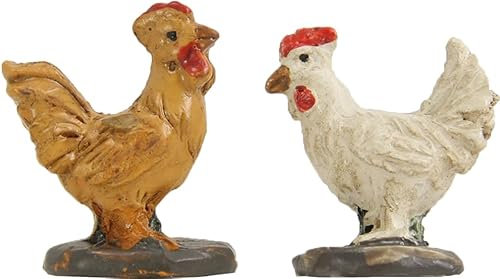 FADEDA 2 gallinas/altura: 2 cm/pintadas a mano/detalladas figuras de belén - decoración de mesa de Navidad cuna accesorios