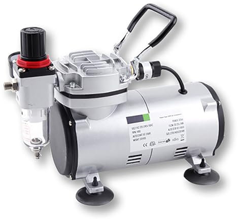 FresQa Silent oil-free small air compressor household dental mini tattoo painting woodworking spray,Silver