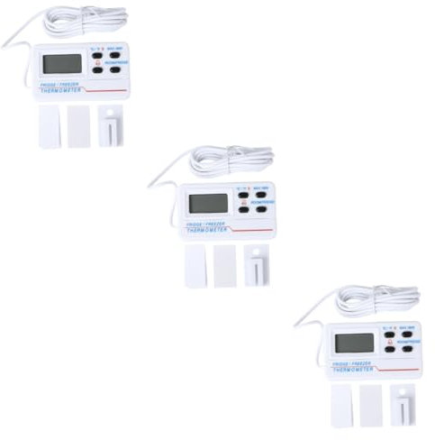 Amosfun 3 Stk Innen- Und Außenthermometer Thermometer Für Kühlschrank Hoch- Und Tieftemperaturalarm Außentemperaturanzeige Digitales Thermometer Kühlschrankthermometer Weiß