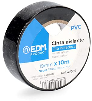Zarivy Cinta aislante negra 10m x 19mm, resistente y duradera, ideal para aislamiento eléctrico y reparaciones en el hogar.