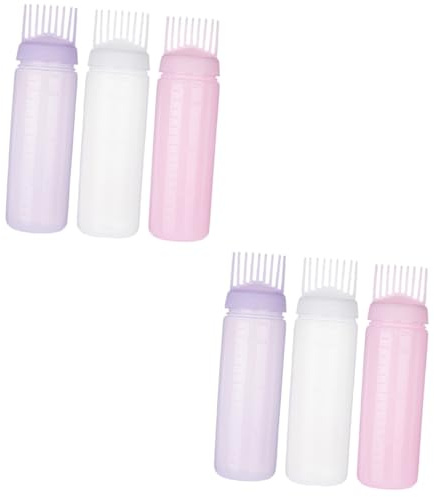 Beatifufu 6piezas Botella Aplicadora De Raíces Para Teñir El Cabello De Peine y Botella Práctica Escala Para Coloración Capilar Para Aplicar y Tratamientos De Cuidado Del Cabello