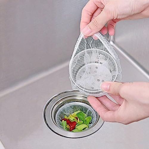 Disposable Kitchen Sink Strainer Mesh Bags, Thickened Encrypted Filter Bags Used to Collect Kitchen Food Waste (White-Small)