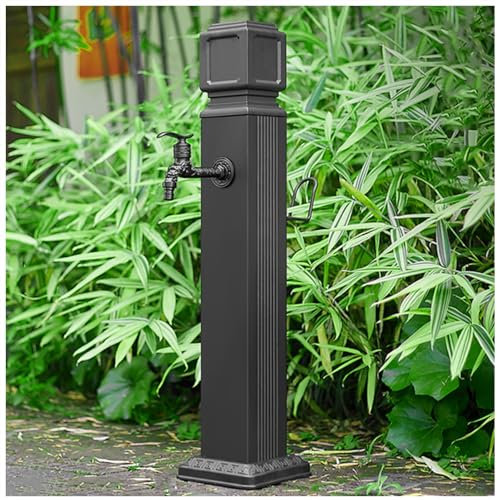 GLDWEY Fontana da Giardino in Stile Antico, Fontanella a Colonna con Rubinetto Acqua Fontanella a Colonna Acciaio Quadrata Irrigazione Giardino