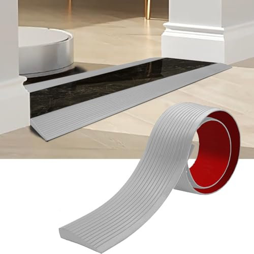 Threshold Ramps Self-Adhesive Rubber Wheelchairs Ramp Rubber Threshold Ramp for Doorways, Bathrooms, Supermarkets, Wheelchair,Scooter Stroller (Gray, 7.5cm x 1.5cm x 1m)