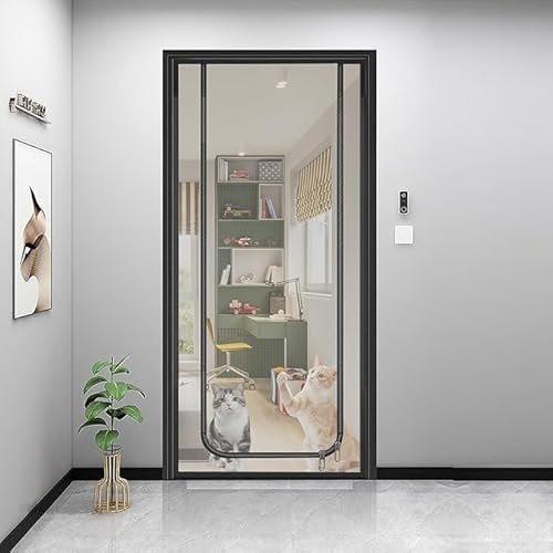 Netz-Türgitter for Hunde, Katzen und Mücken, strapazierfähiges Haustier-Fliegengitter for Wohnzimmer, Küche, Schlafzimmer, Katzentürgitter ohne Entkommen mit Reißverschluss, Katzen-Fliegengittertür(90