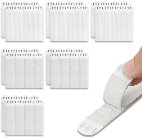 24 Coppie (48 Strisce) Strisce per Appendere Quadri, 16x70mm Strisce Appendiquadri Adesive in Nylon, Senza Danni, Senza Chiodi con Linguette Facili, Per Foto, Cornici, Decorazioni Murali (Bianco)