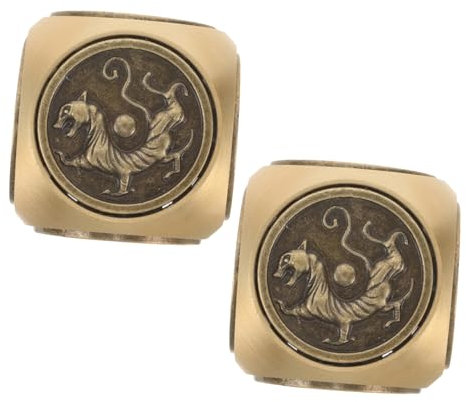 BESTYASH 2pcs Vintage Metal Antique Dice Set Unique Spinner Handheld Massage Handball for Office Party Gaming and Role Play