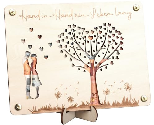 Personalisierte Hochzeitskarte aus Holz – Geschenk für Brautpaar zur Hochzeit, Jahrestag oder Verlobung | Natürliche Buchenholz-Gravur | Hochzeitsgeschenkidee