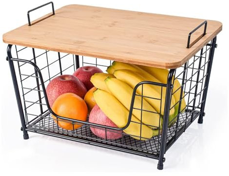 Cesto di frutta semplice da cucina rimovibile per la casa e la cucina, elegante cesto di frutta per prodotti freschi, design durevole e salvaspazio.