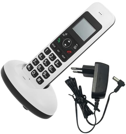 DIYEAH Telefono Cordless Espandibile per Casa e Ufficio Display Chiare e Funzioni Multiple Telefono Fisso Portatile Spina UE