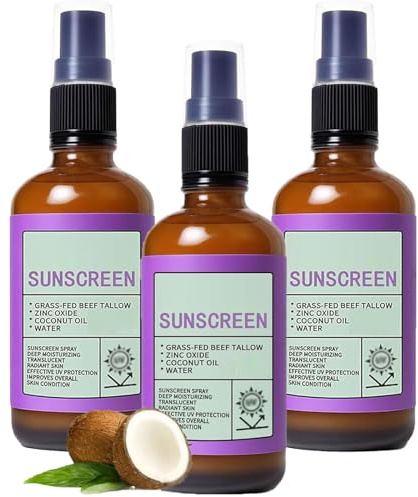 Spray de protección solar, bloqueador solar hidratante natural, niebla hidratante, ligero y no graso, bloqueador solar facial y corporal para deportes de natación (3 Pcs)