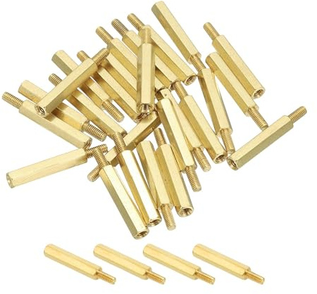 PATIKIL M2.5 Messing Sechskant Abstandshalter 25 Stück PCB Motherboard Abstandsschrauben Für Drohne Quadcopter Computerbau Elektronikprojekte Leiterplatte Gold (M2.5 x 20mm+6mm)