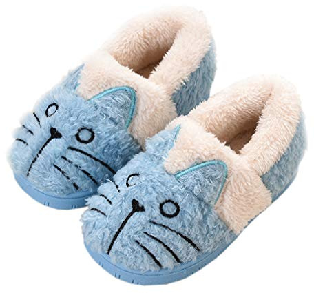 KVbabby Tofflor barn flicka plysch toffel pojke tofflor vinter halkfria babyskor dam, blå2, 33/34 EU