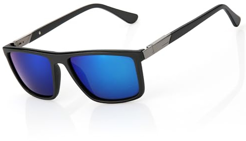 Missfive Klassisch TR Polarisierte Sonnenbrille Herren, UV400 Schutz, Sonnenbrille Polarisiert Verspiegelt mit Metall Federscharnier, Eckige Sunglasses für Fahren, Angeln, Outdoor, Schwarz