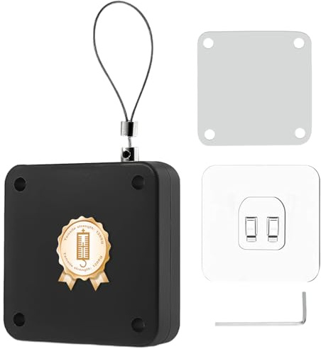 Ferme Porte Sans Perçage, Ferme Porte Automatique Noir ForceTraction1200G | Câble Acier 1m et Verrou Réglable, Installation Facile pour Intérieur, Balcon et Entrée