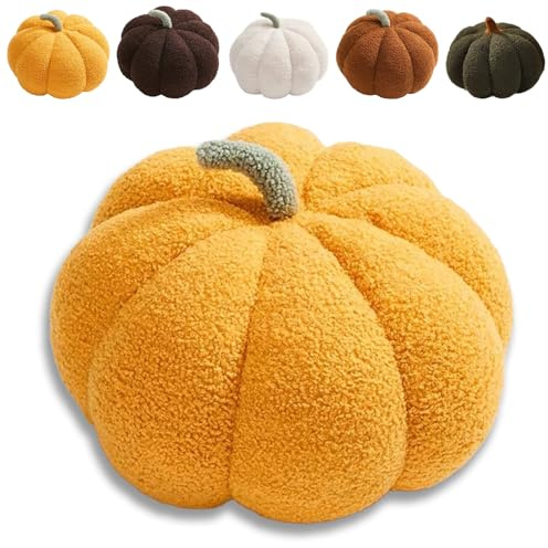 MOMAHUA 11/28cm Pumpkin Plush Pillow,Soft Yellow Fall Plush Toy,Soft Toy Pillow,Cozy Autumn Home Decor&Seasonal Gift for Halloween and Thanksgiving