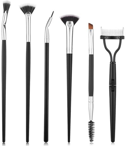 6-delad ögonfransborste separator ögonbryn kammar dubbla ändar spoolie mascara fläkt borste ögonbryn och eyeliner verktygssats