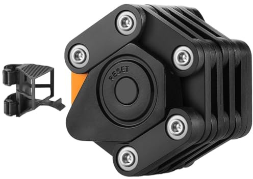FUANA Candado plegable para bicicleta de montaña y carretera, aleación de acero grueso de 5 mm con revestimiento ABS, cerradura de combinación sin llave, 76 x 66 mm, color negro