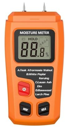 Misuratore di umidità digitale, Misuratore di umidità del legno a due pin, rilevatore preciso, display LCD, igrometro for l'umidità 0-99,9%(Oranje)