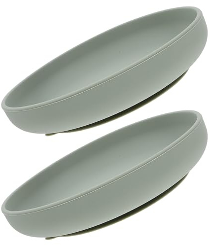 HAMPPLIES Lot de 2 Assiettes Anti-Déversement en Silicone Ventouse Assiettes Segmentées pour Personnes Âgées et Handicapées Compatibles Lave-Vaisselle Vaisselle Stable et Adaptée pour