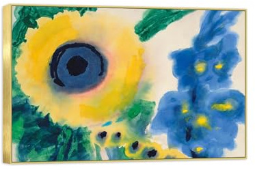 OZPWBVY Blumen Wandkunst Bild-Vintage Wanddekoration Leinwandbilder-Sonnenblumen Hyazinthen-Goldrahmen Drucke für Wohnzimmer 50x75cm20x30in