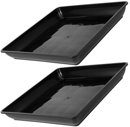 AKOOSY Vassoio di Drenaggio Quadrato per Piante, 2 Pezzi, Sottovaso Antigoccia in Plastica, 35 CM (30 X 30 X 4,10 CM), Base Spessa per Piante da Interno