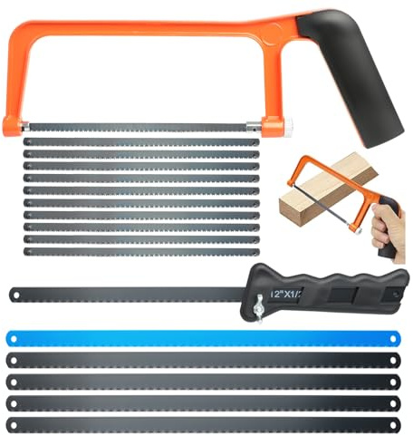 Junior Hacksaw Set 2 Pcs Mini Hacksaw for Metal Cutting with 35 Exchangeable Blades Small Hand Saw & U-Frame Metal Saw with Adjustable Frame for Cutting Plastic, PVC Pipe, Wood & Thin Metal