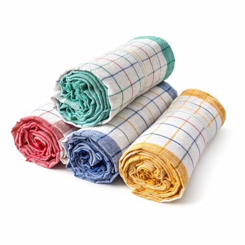 Set 4 Canovacci da Cucina 100% Cotone 45x70cm - Strofinacci Assorbenti Fantasia Scozzese - Panni Cucina Resistenti e Lavabili in Lavatrice - Ideali per Asciugare Piatti, Stoviglie e Superfici